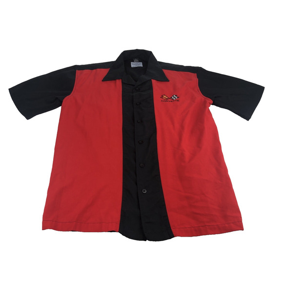 David Carey Originals Corvette Men's Shirt Red & Black Short Sleeve Button Up - Picture 1 of 14